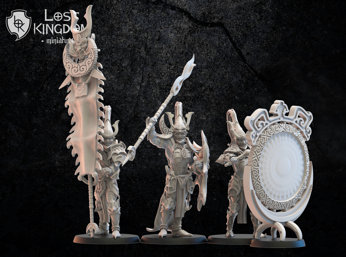Nightfall Knights Command Group | Night Elves / Dark Elves | Lost Kingdom Miniatures | Tabletop Gaming | Pathfinder