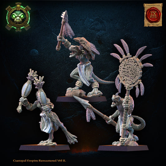 Cuetzpalli Regiment Command Group (Spears) | Saurian Ancients | Lost Kingdom Miniatures