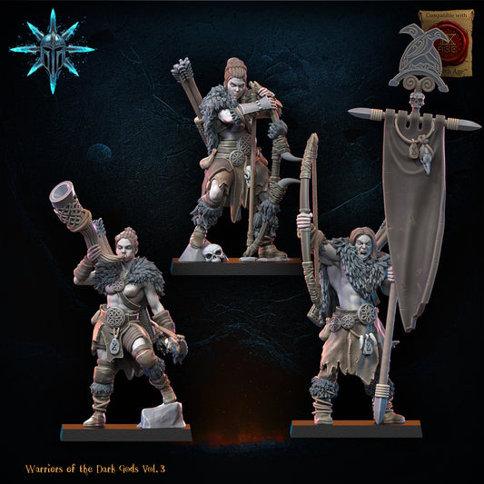 Barbarian Regiment with Bows - Command Group | Warriors of the Dark Gods | Lost Kingdom Miniatures