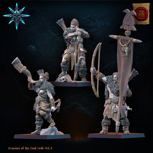 Barbarian Regiment with Bows - Command Group | Warriors of the Dark Gods | Lost Kingdom Miniatures