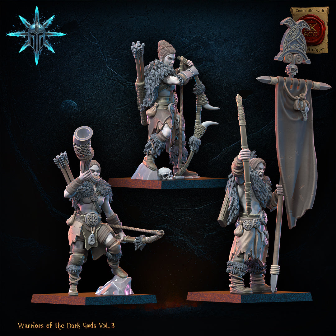 Barbarian Regiment with Bows - Command Group | Warriors of the Dark Gods | Lost Kingdom Miniatures