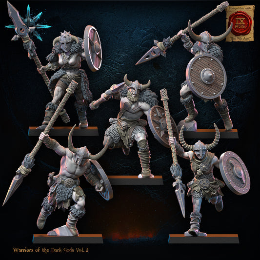 Male or Female Barbarian Regiment with Spears/Axes | Warriors of the Dark Gods | Lost Kingdom Miniatures