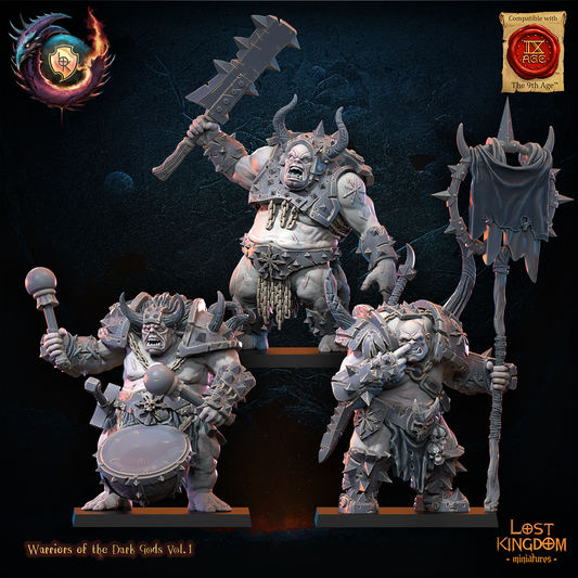 Forsworn Ogre Command Group | Warriors of the Dark Gods (Unaligned) | Lost Kingdom Miniatures