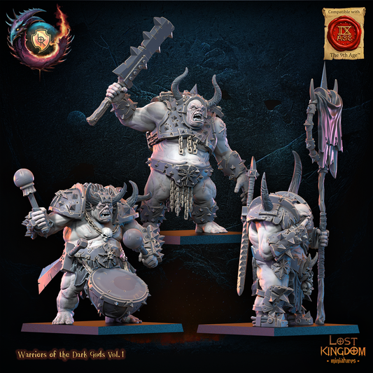 Forsworn Ogre Command Group | Warriors of the Dark Gods (Unaligned) | Lost Kingdom Miniatures
