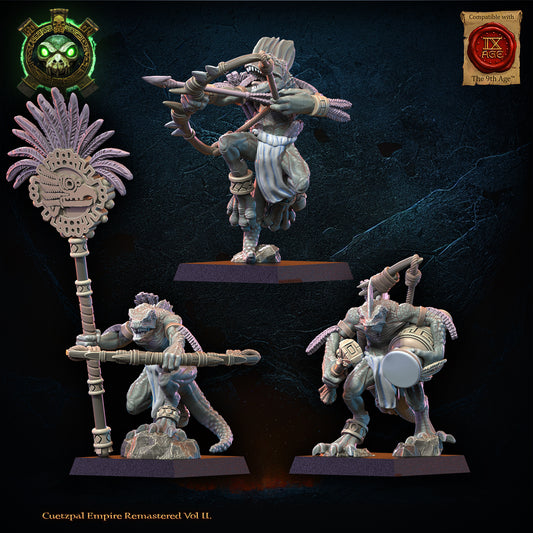 Cuetzpalli Regiment Command Group (Bows) | Saurian Ancients | Lost Kingdom Miniatures