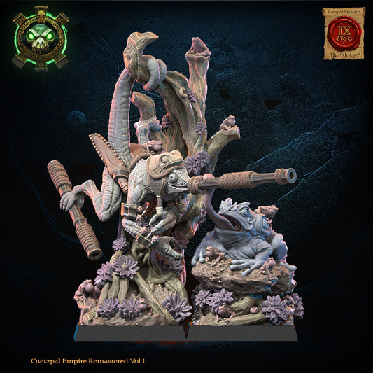 Kuaxotl Heroine with Tamasoluey | Saurian Ancients | Lost Kingdom Miniatures