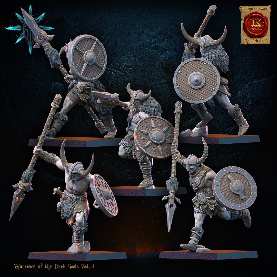 Male or Female Barbarian Regiment with Spears/Axes | Warriors of the Dark Gods | Lost Kingdom Miniatures