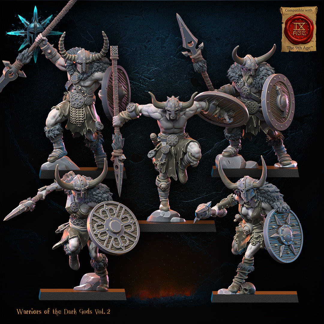 Male or Female Barbarian Regiment with Spears/Axes | Warriors of the Dark Gods | Lost Kingdom Miniatures