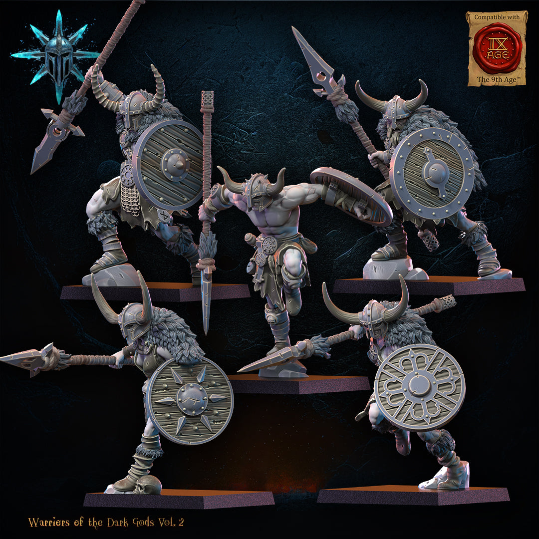 Male or Female Barbarian Regiment with Spears/Axes | Warriors of the Dark Gods | Lost Kingdom Miniatures
