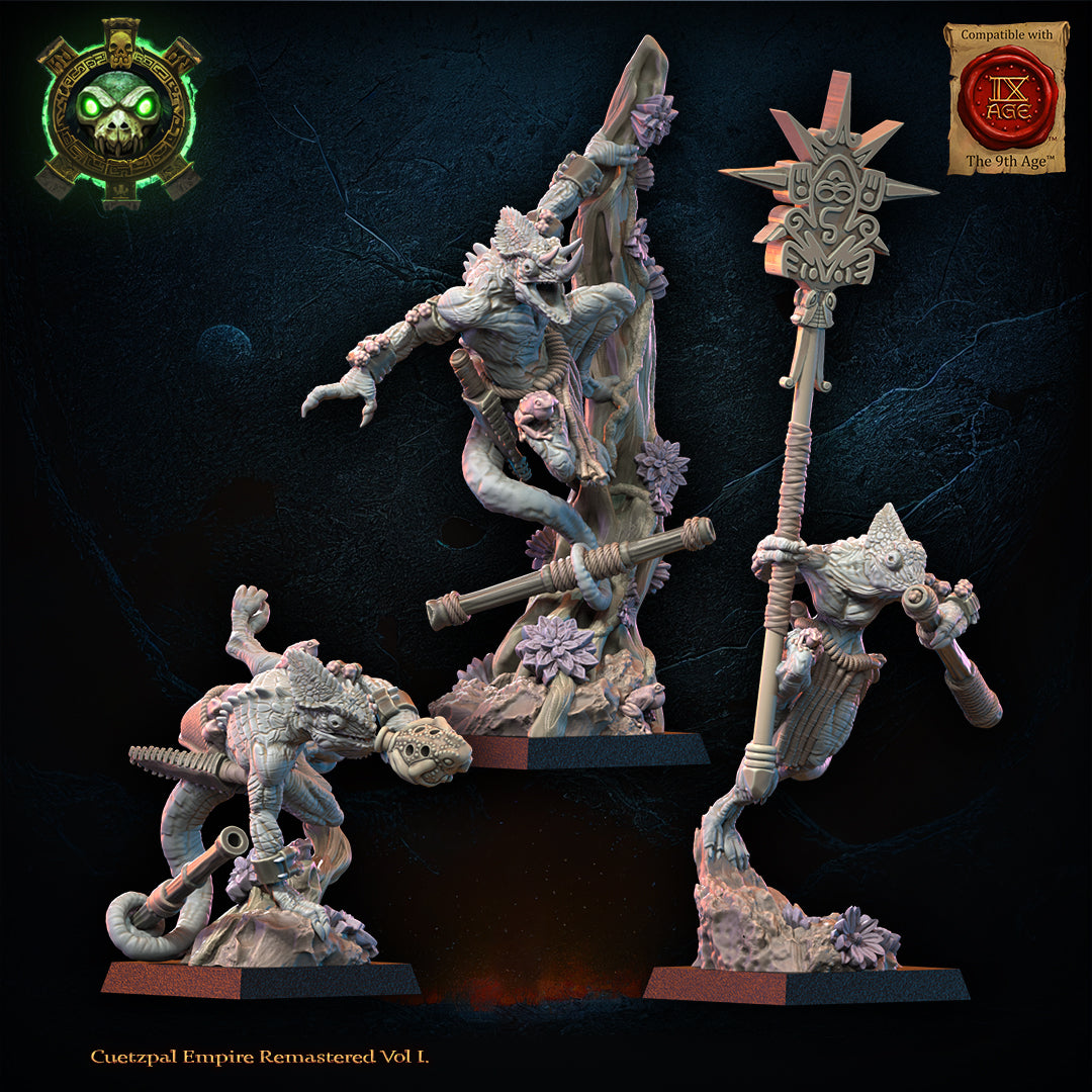 Kuaxotl Unit Command Unit (Blowpipes) | Saurian Ancients | Lost Kingdom Miniatures