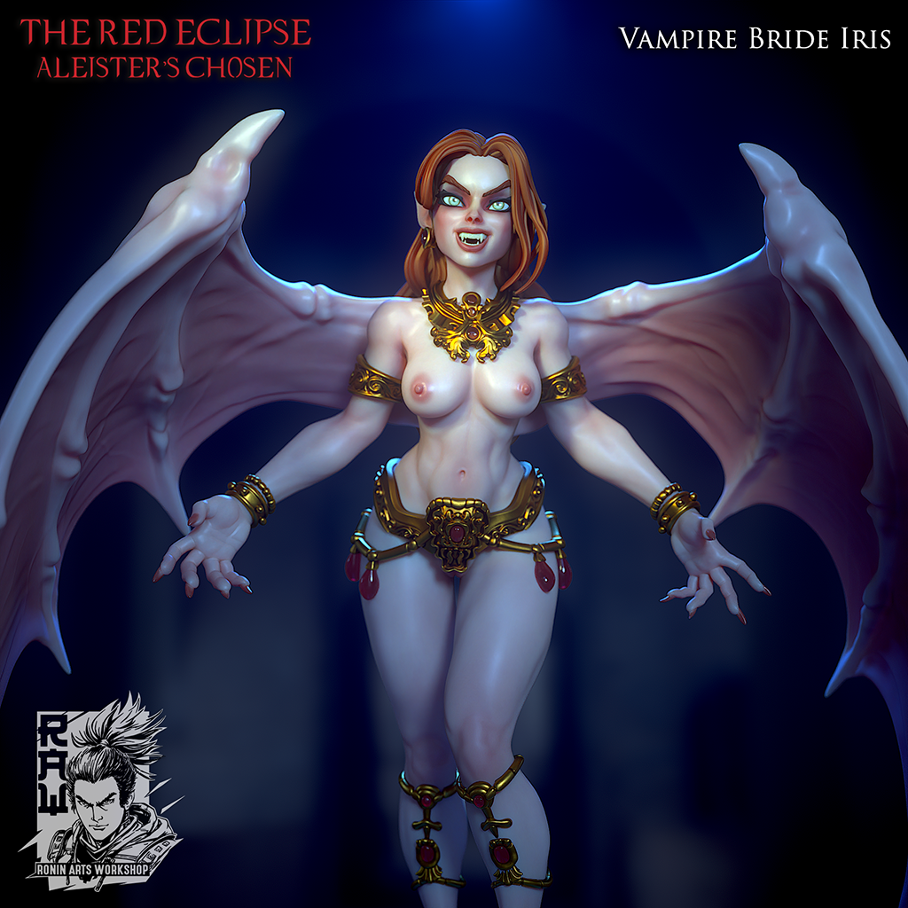 Vampire Bride Iris | SFW or NSFW | The Red Eclipse | 28mm - 120mm | Resin 3D Printed | Ronin Arts Workshop
