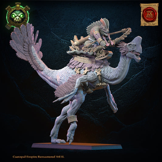 Tocih, Cuetzpalli Heroine on Oviraptor | Saurian Ancients | Lost Kingdom Miniatures