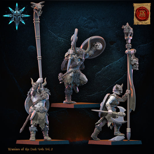 Barbarian Regiment with Spears / Axes - Command Group | Warriors of the Dark Gods | Lost Kingdom Miniatures