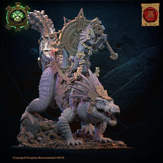 Citlallicue, Cipactli Heroine on Deinosuchus | Saurian Ancients | Lost Kingdom Miniatures
