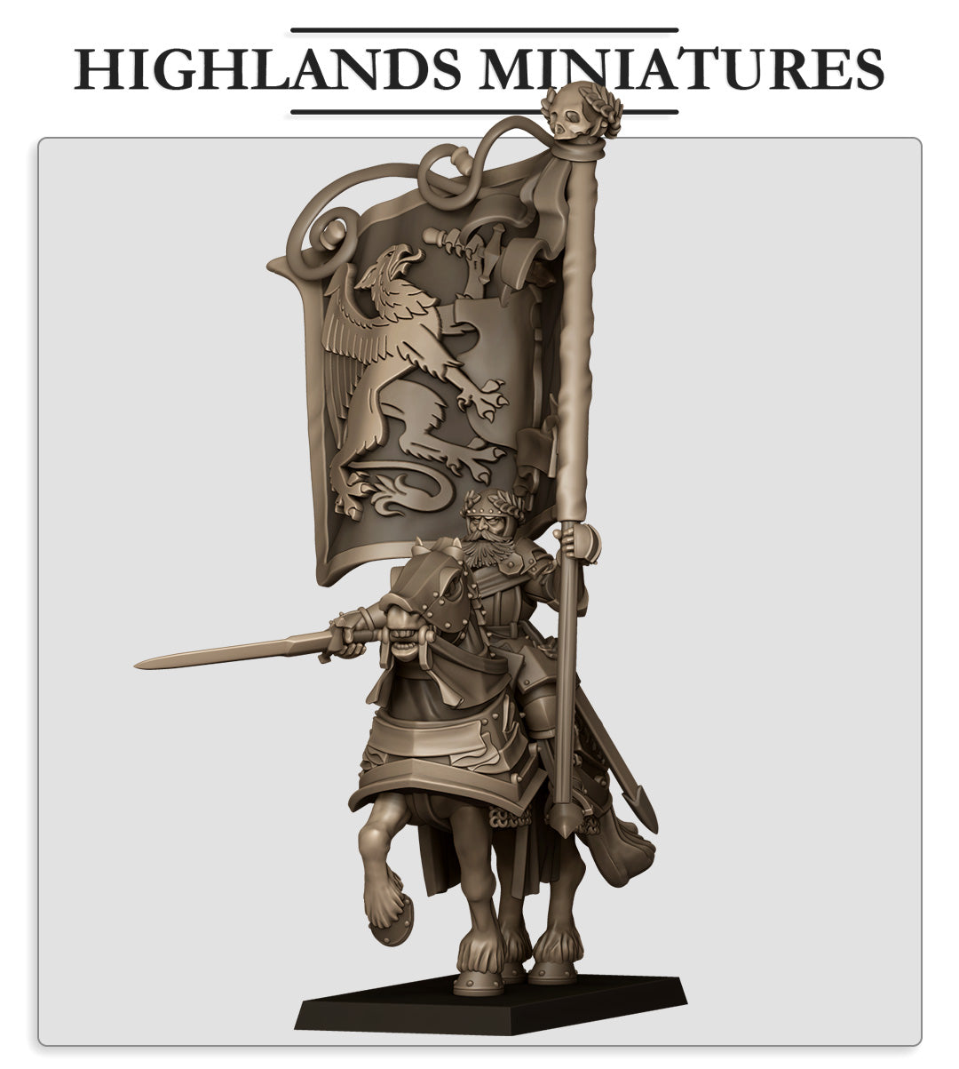 Mounted Battle Standard Bearer | Sunland, Empire of the Sun | Highlands Miniatures