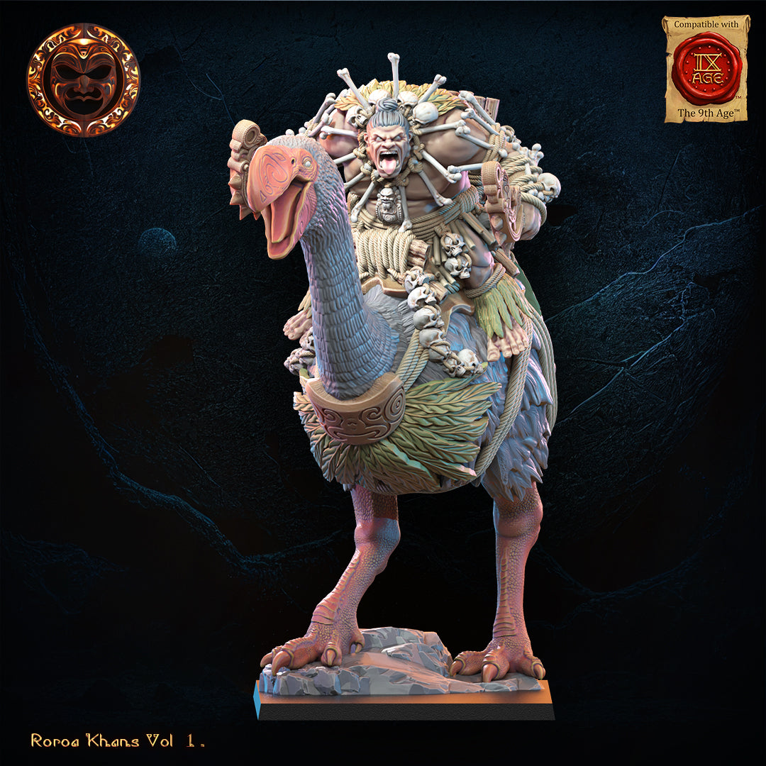 Roroa Ariki on Dromornis | Roroa Khans | Lost Kingdom Miniatures