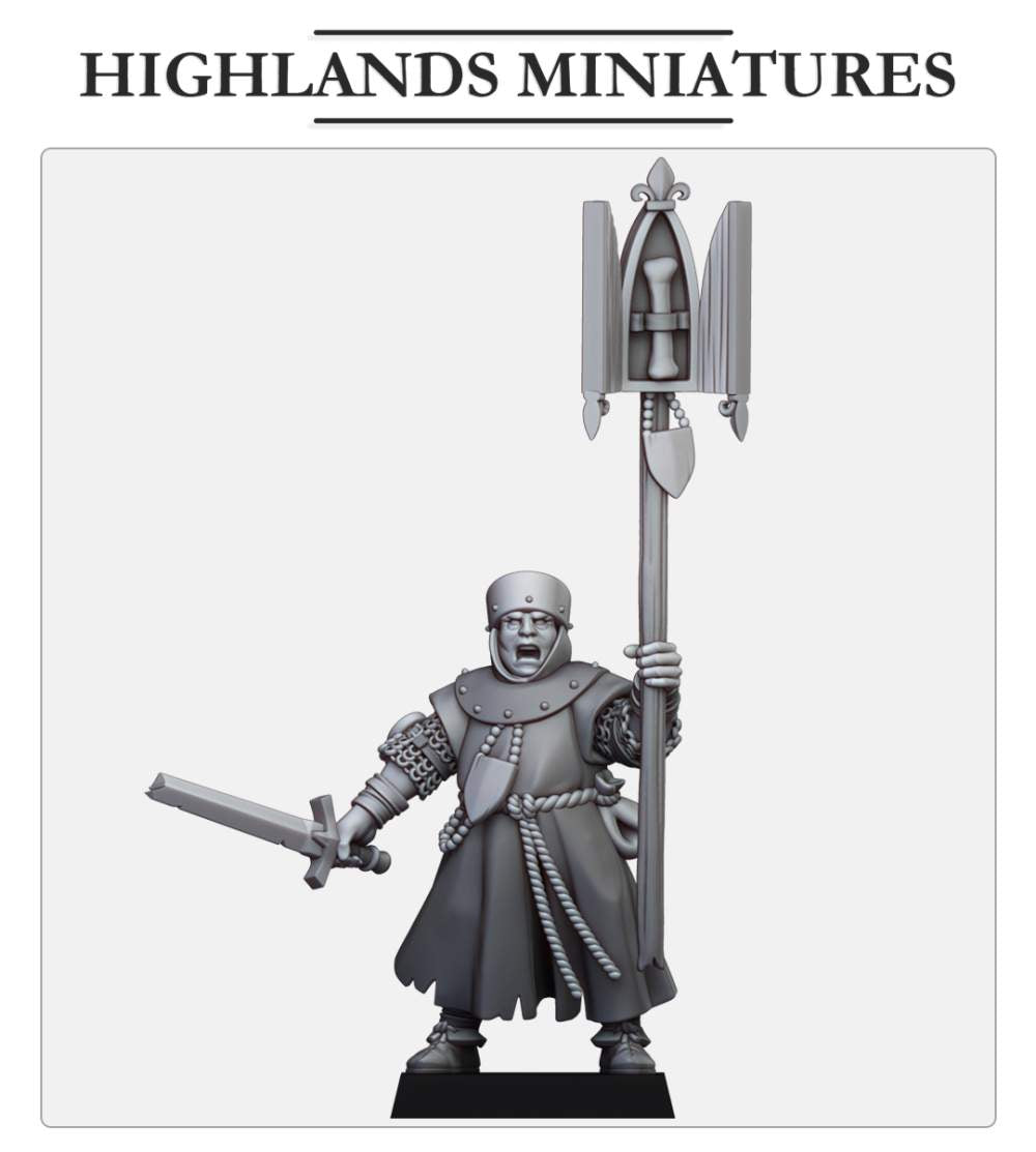 Gallia Cleric with Relic | Gallia, the Medieval Kingdom | Highlands Miniatures