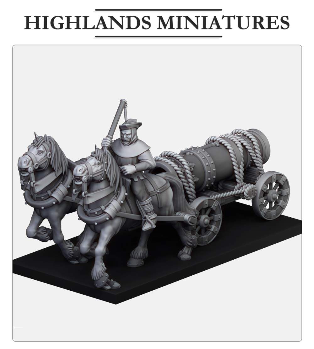 Gallia Bombard on Chariot | Gallia, the Medieval Kingdom | Highlands Miniatures
