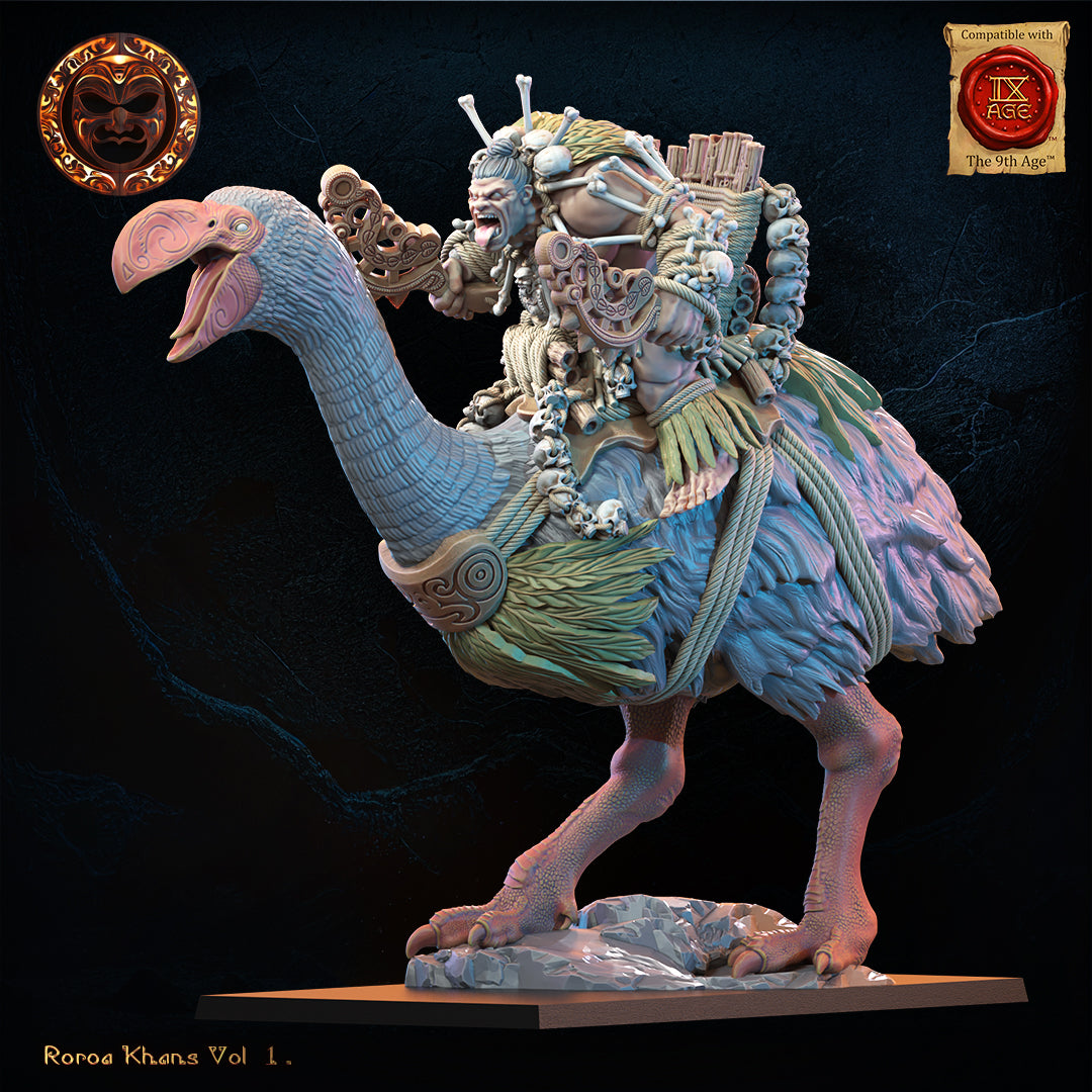 Roroa Ariki on Dromornis | Roroa Khans | Lost Kingdom Miniatures