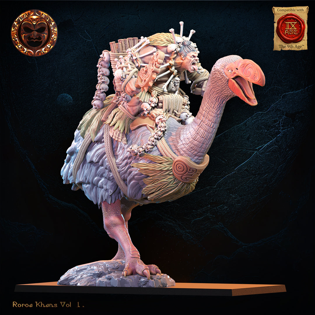 Roroa Ariki on Dromornis | Roroa Khans | Lost Kingdom Miniatures