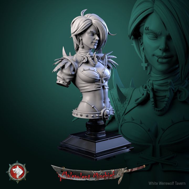 The Crimson Huntress - Bust | Malevolent Mischief | White Werewolf Tavern