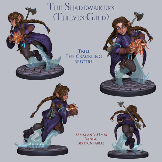 Trili the Crackling Specter | The Shadewalkers | 28mm-120mm Scale | Resin 3D Printed Miniature | Ronin Arts Workshop