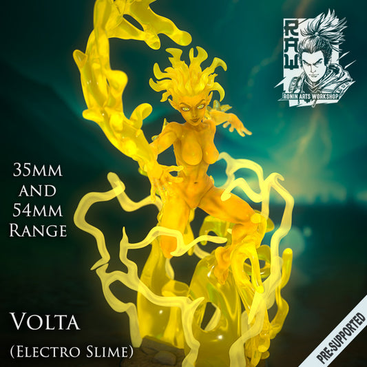 Volta, the Electric Slime Girl | Ronin Arts Workshop | 28mm-120mm Scale | Resin 3D Printed Miniature