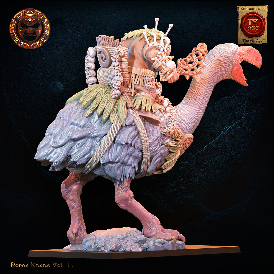 Roroa Ariki on Dromornis | Roroa Khans | Lost Kingdom Miniatures