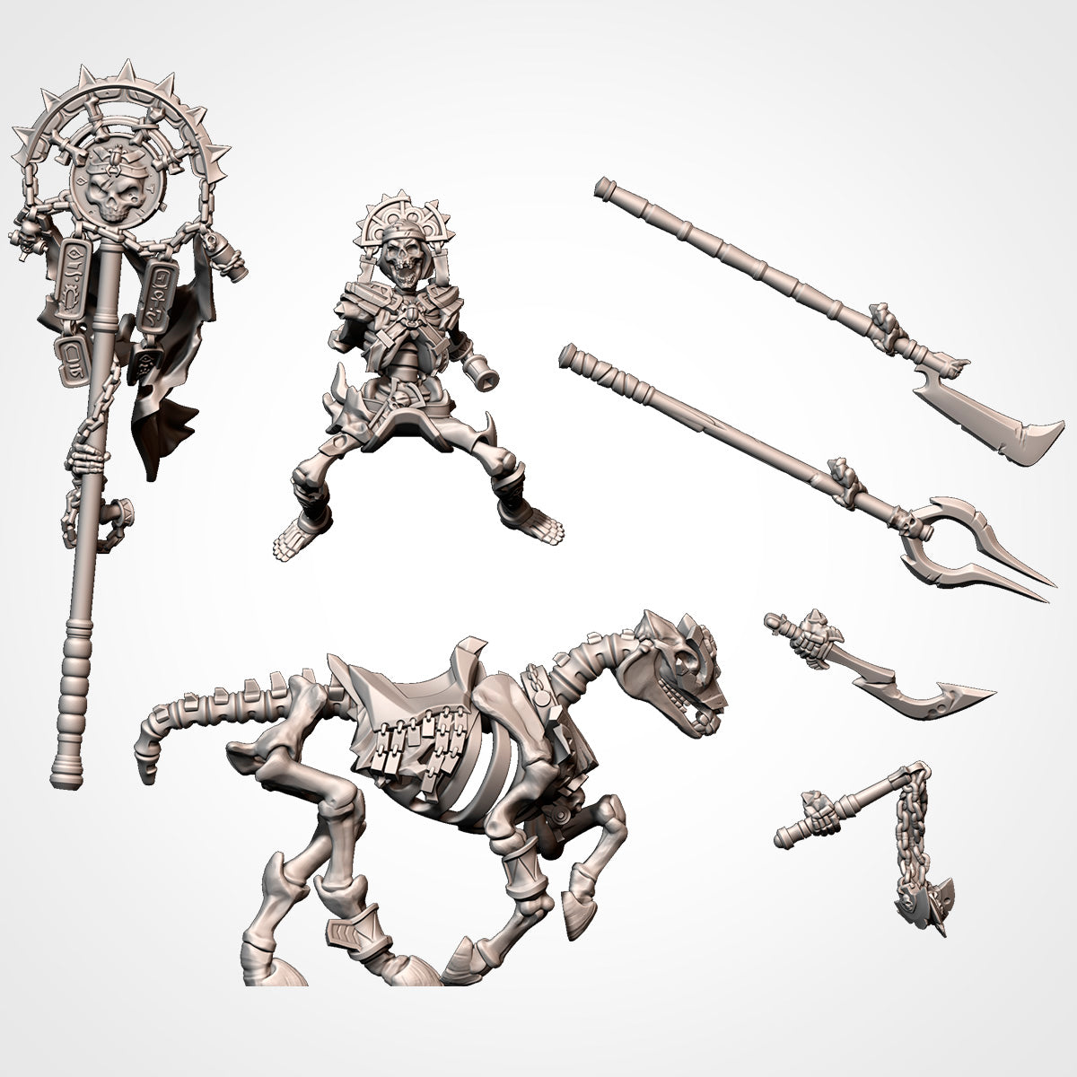 Skeletal Battle Standard Bearer | Txarli Factory | Armies of the Sands | Kings of War | Tabletop