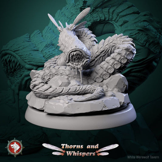 Blooming Coilspawn Model 1, 32mm coiled worm monster with dragonfly wings and drooling lamprey maw