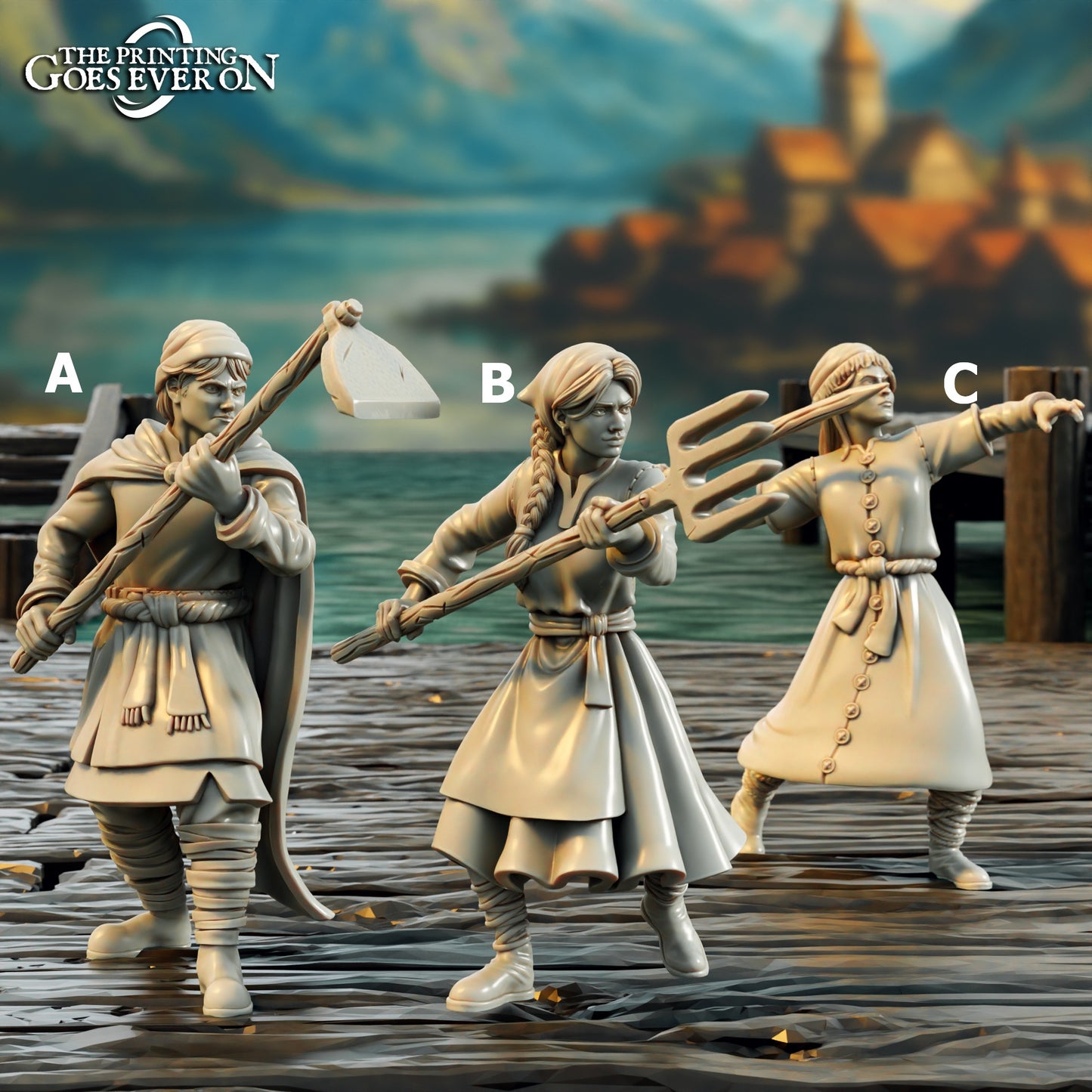 Driftport Townsfolk Militia - Spearmen | Driftport Town | The Printing Goes Ever On