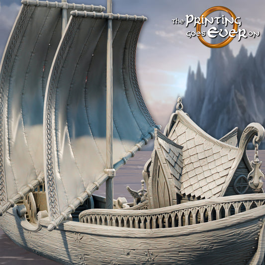 Elven Ship | Silver Shores | MESBG | The Printing Goes Ever On