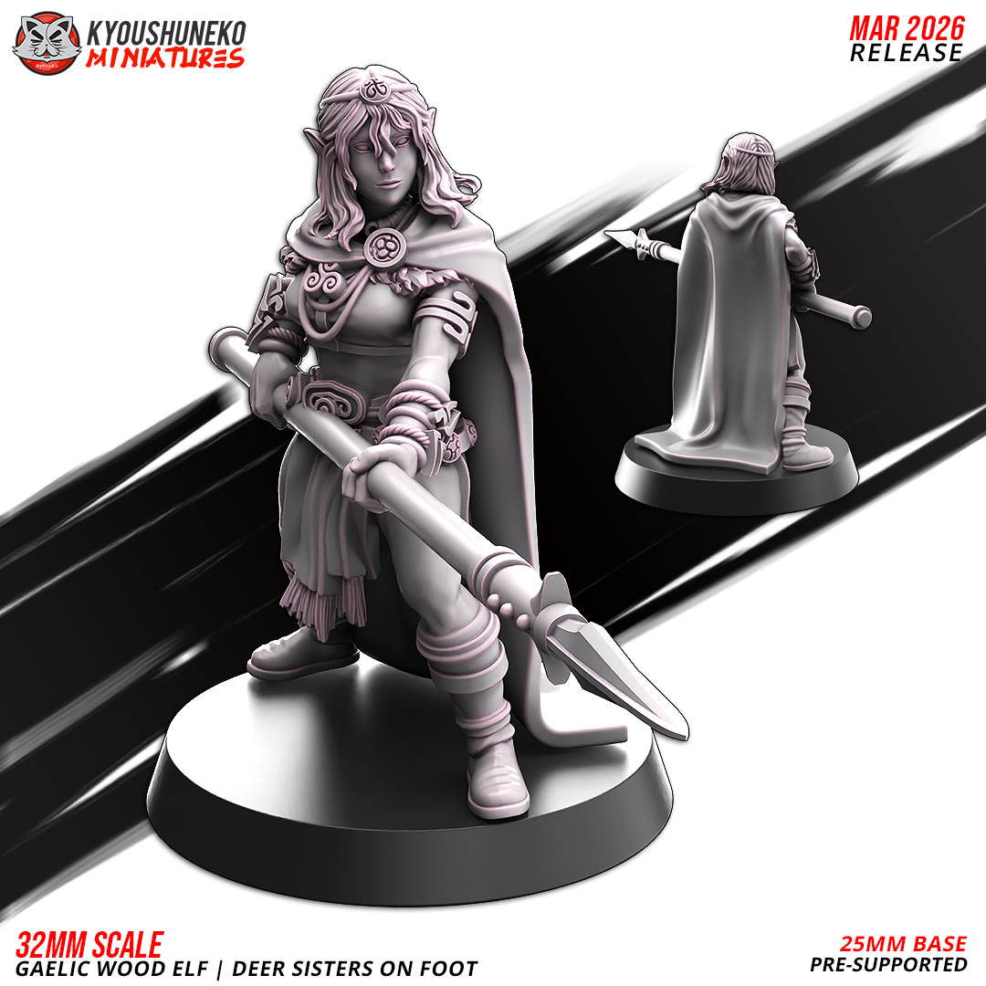 Deer Sisters On Foot | Gaelic Wood Elves | Kyoushuneko Miniatures