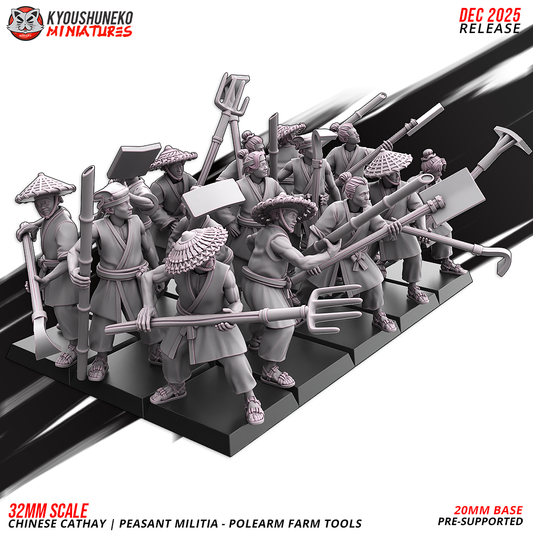 Chinese Cathay Peasant Militia Polearms (Farm Tools)