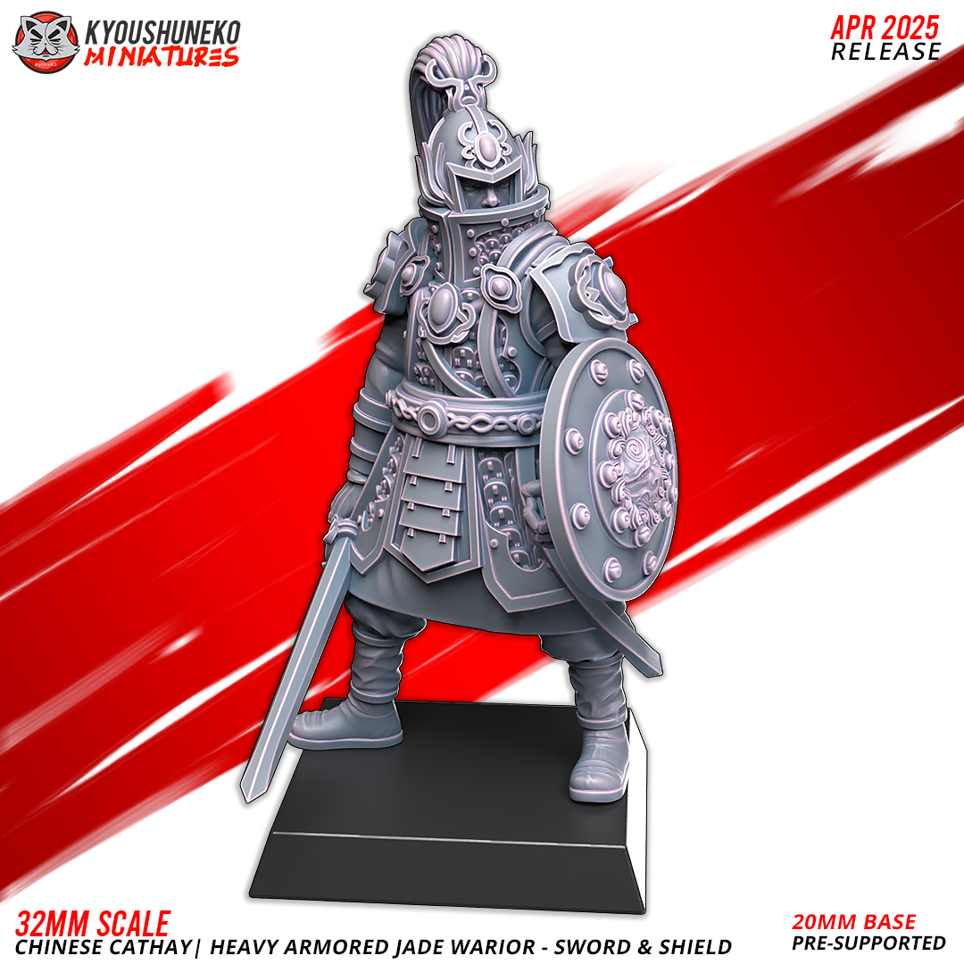 Heavy Armored Jade Warriors – Sword & Shield | Grand Cathay | Kyoushuneko Miniatures