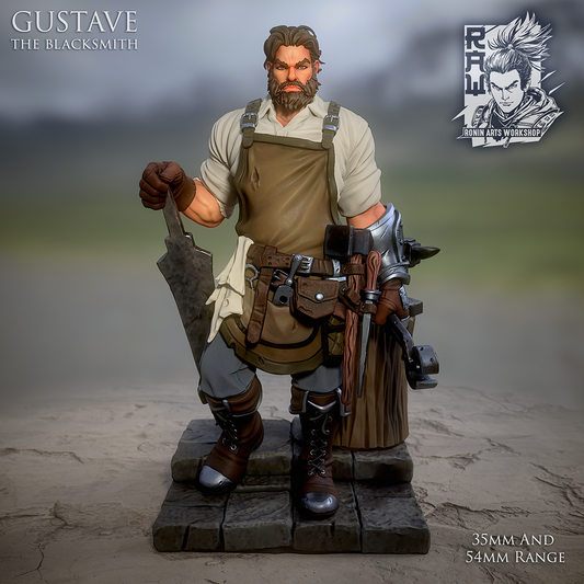 Gustave The Blacksmith - (Living or Undead Version) | Fantasy RPG Miniatures | Ronin Arts Workshop