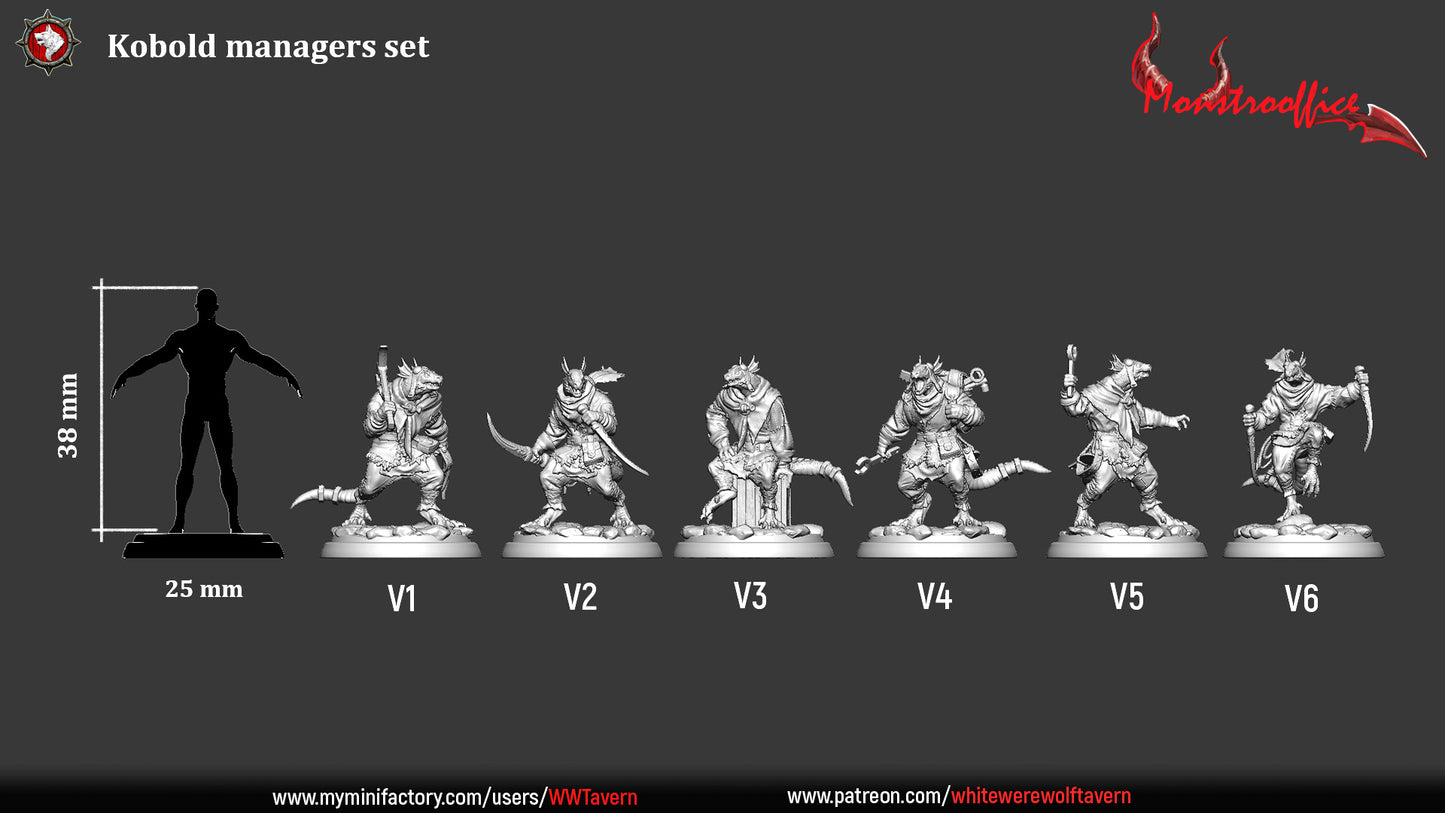 Kobold Managers set | Monstrooffice | Resin 3D Printed Miniature | White Werewolf Tavern | DnD
