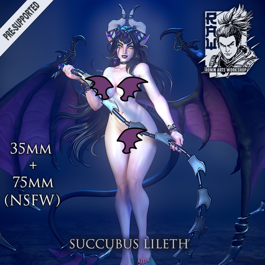 Lileth the Succubus - Envoy of Pain | NSFW or SFW | Resin 3D Printed Pinup | Ronin Arts Workshop