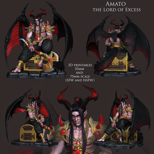Amato the Incubus - Lord of Excess | NSFW or SFW | Resin 3D Printed Pinup | Ronin Arts Workshop