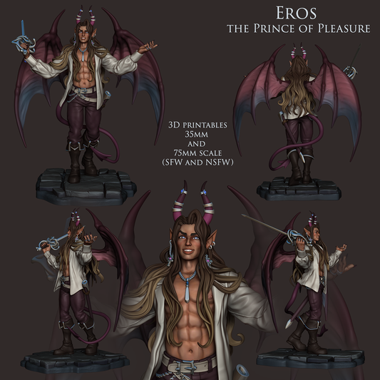 Eros the Incubus - Prince of Pleasure | NSFW or SFW | Resin 3D Printed Pinup | Ronin Arts Workshop