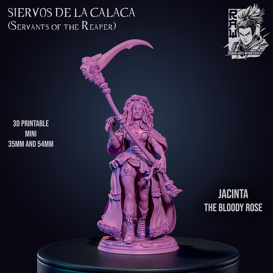 Jacinta, The Bloody Rose | Servants of the Reaper | 28-120mm Scale | Resin 3D Printed Miniature | Ronin Arts Workshop