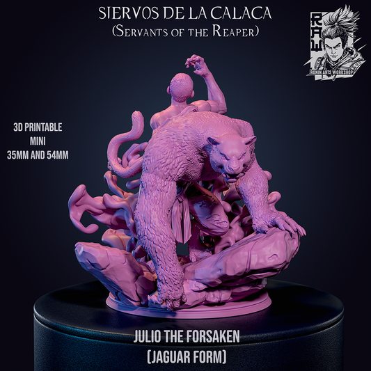 Julio, The Forsaken (Nahual) | Servants of the Reaper | 28-120mm Scale | Resin 3D Printed Miniature | Ronin Arts Workshop