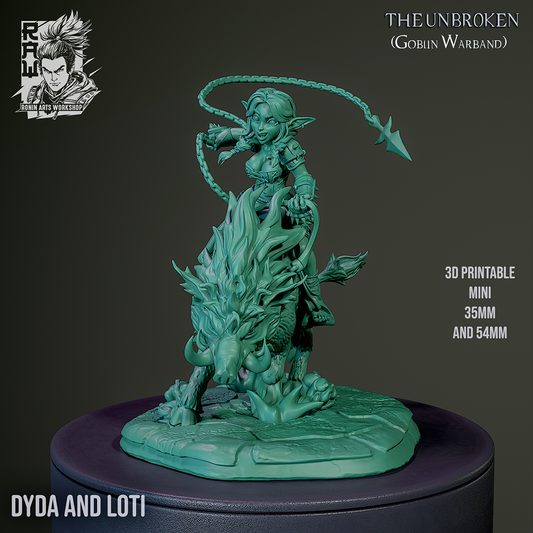 Dyda - Mounted | The Unbroken Goblin Warband | 28mm-120mm Scale | Ronin Arts Workshop