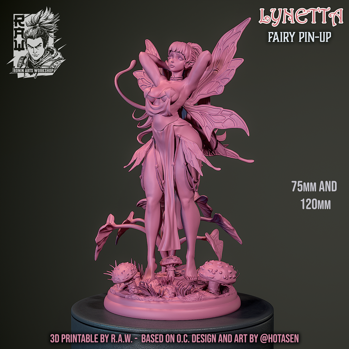 Lynetta - Fairy | Clothed or Nude | Resin 3D Printed Pinup | Ronin Arts Workshop