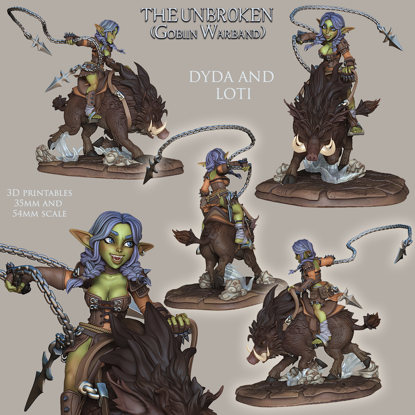 Dyda - Mounted | The Unbroken Goblin Warband | 28mm-120mm Scale | Ronin Arts Workshop
