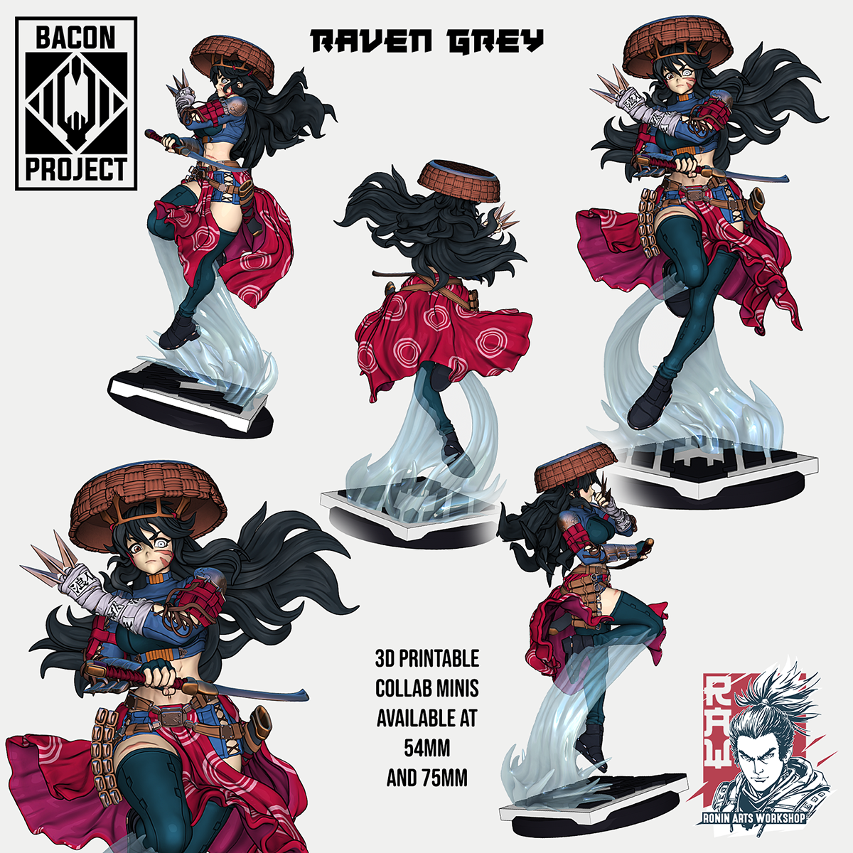 Raven Grey | Bacon Project | 28mm-120mm Scale | Ronin Arts Workshop