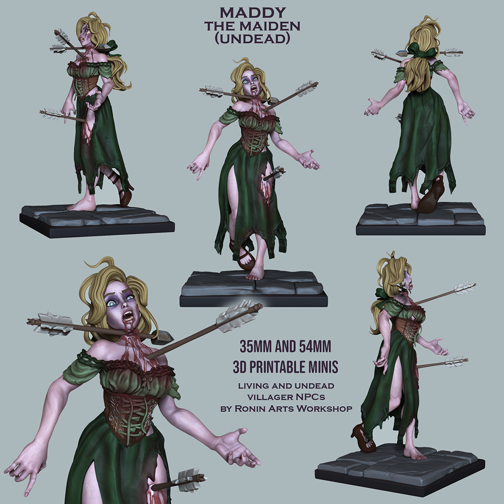 Maddy the Maiden - (Living or Undead Version) | Fantasy RPG Miniatures | Ronin Arts Workshop