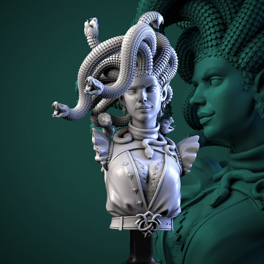 Medusa - Bust | Monstrooffice | Resin 3D Printed Miniature | White Werewolf Tavern