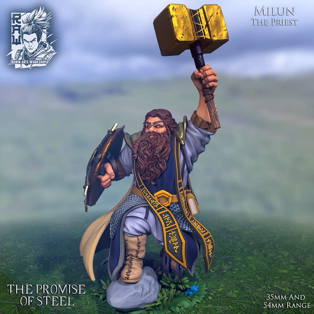 Milun - The Priest | The Promise of Steel | 28mm-120mm Scale | Ronin Arts Workshop