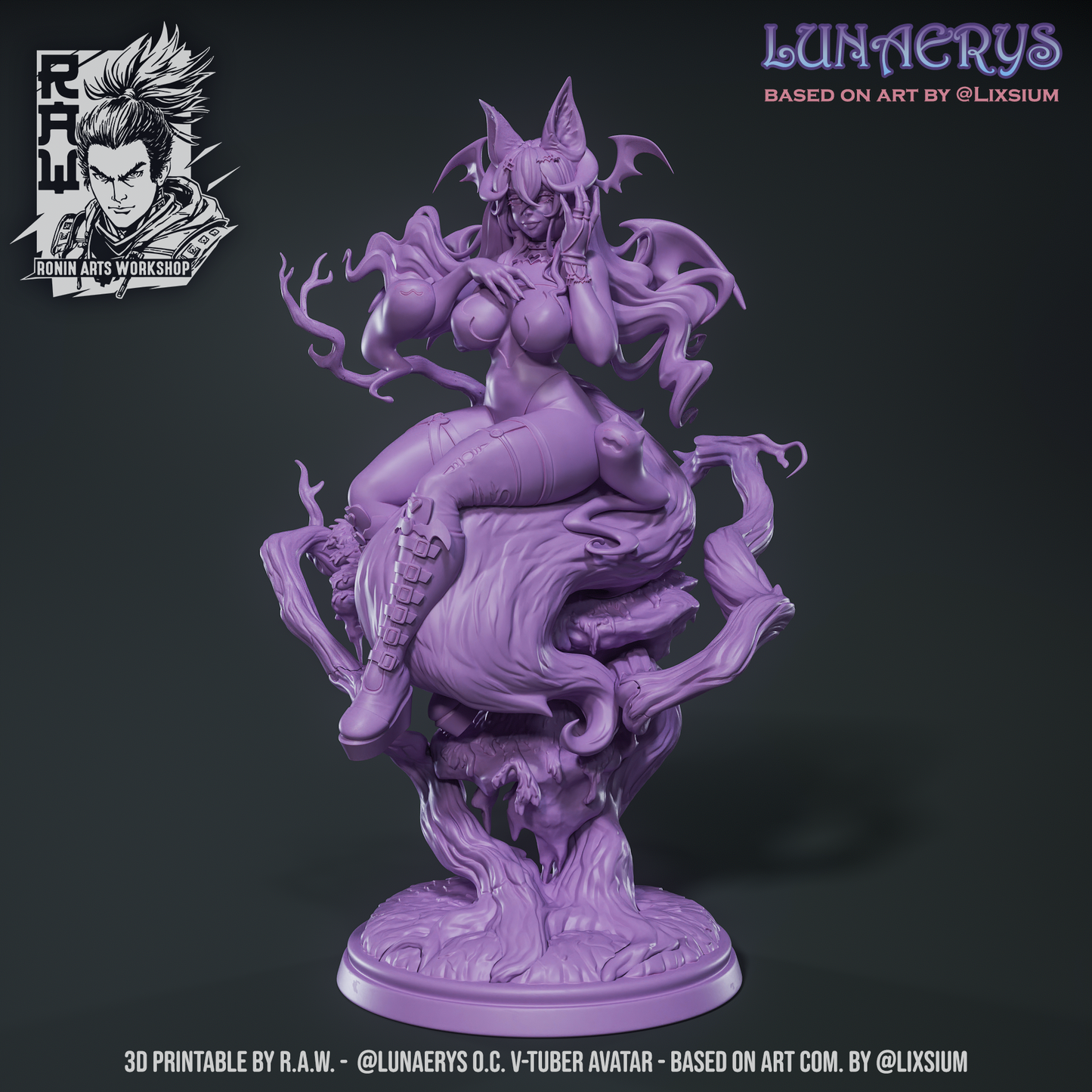 Lunaerys | Clothed or Nude | Resin 3D Printed Pinup | Ronin Arts Workshop
